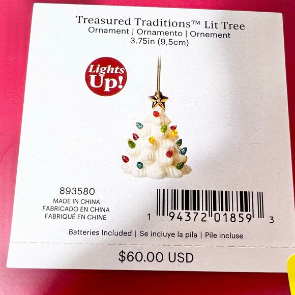 Lenox Treasured Traditions Porcelain Light Up Christmas Ceramic Tree Ornament - Picture 6 of 8